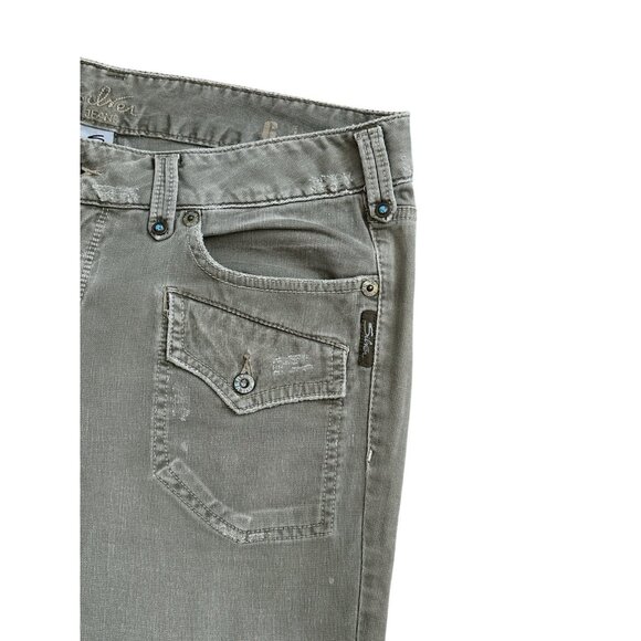 SILVER JEANS Womens Size 32 Olive Green GI Distressed Low Rise Bermuda Shorts - Picture 5 of 8